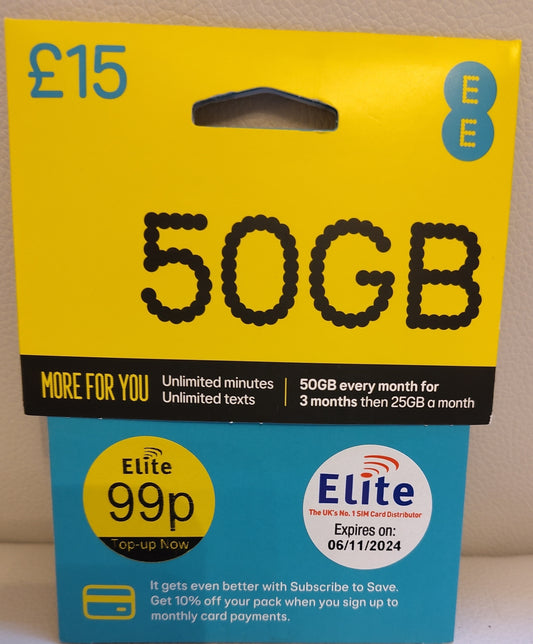 EE PAY AS YOU 3 IN 1 SIM CARD